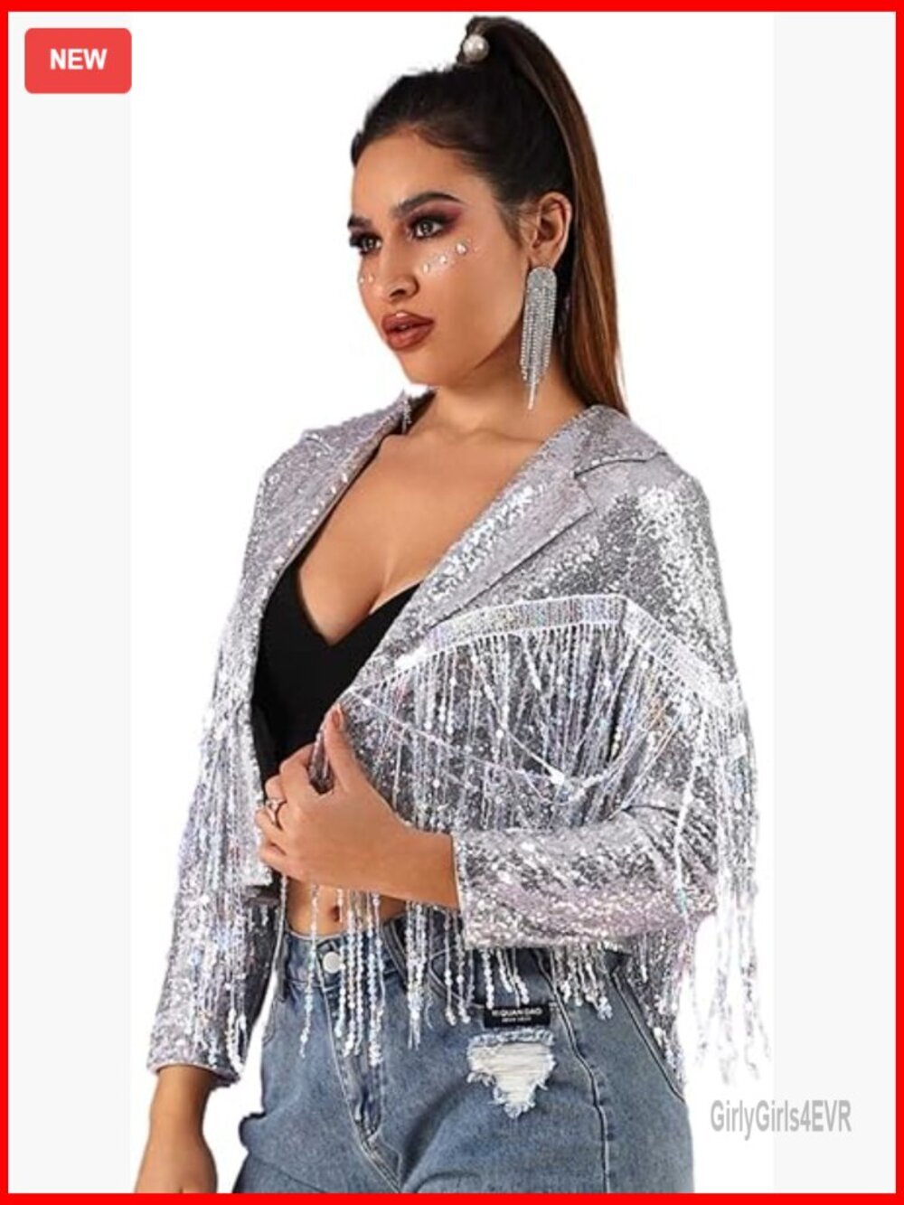 Sequin Fringe Blazer Jacket for Parties Festivals Cowboy Outfits
